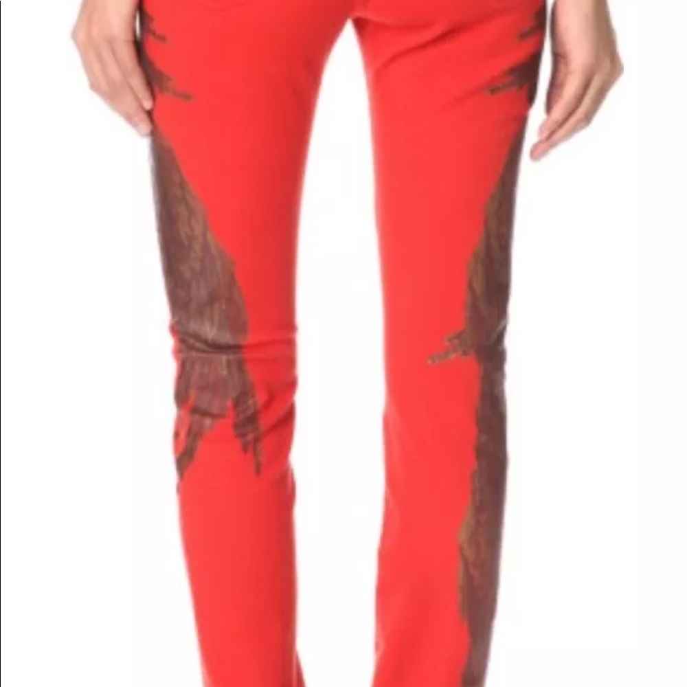 HAUTE HIPPIE RED DENIM SKINNY JEANS PANTS - Picture 4 of 8